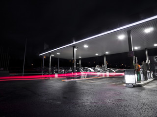 Petrol station at night