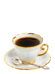 stylish coffee cup with silver spoon