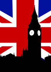 Big Ben And United Kingdom Flag