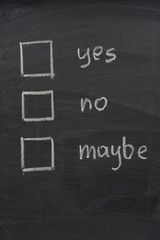 yes, no and maybe check boxes on blackboard