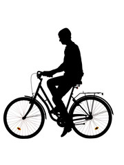 Fototapeta na wymiar Sylwetka człowieka na rowerze