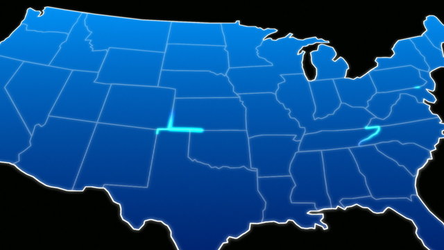 HD animation of united states map