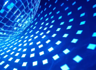 Photo sur Plexiglas Psychédélique Boule disco avec éclairage bleu