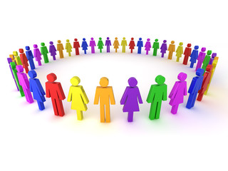 Multi colored people illustration