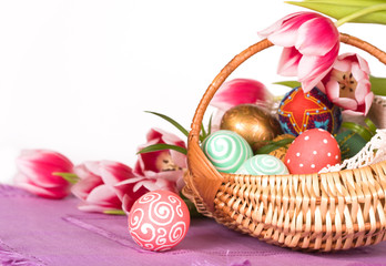 Basket full of Easter eggs