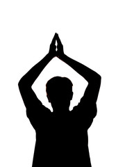 silhouette of a boy clapping his hands