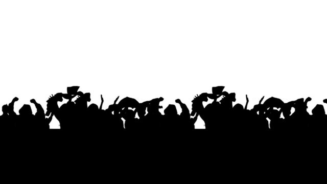 Crowd partying on white background