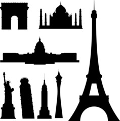 famous buildings vector silhouettes