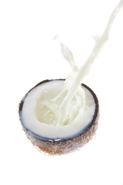 Coconut with coconut milk splash