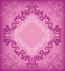 Pink background.