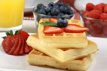 Waffles and berries
