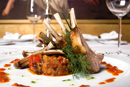 lamb meat on bones