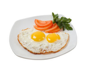 Delicious egg with vegetable close up .