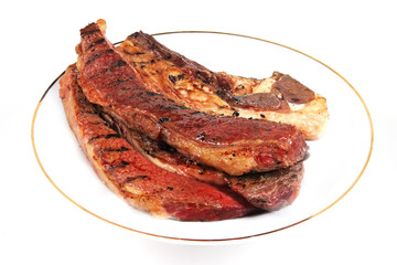 two fat steak on dish