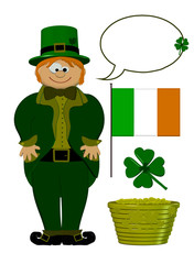 Saint Patricks Day - Cartoon Set With Leprechaun