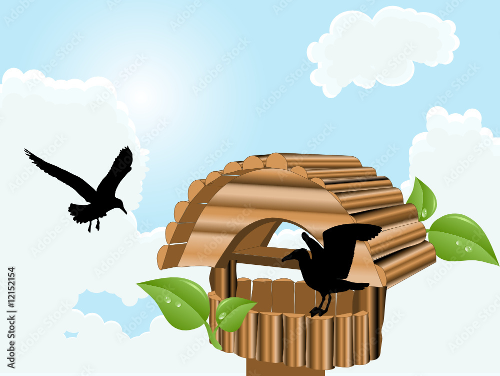 Sticker vector illustration of nesting box