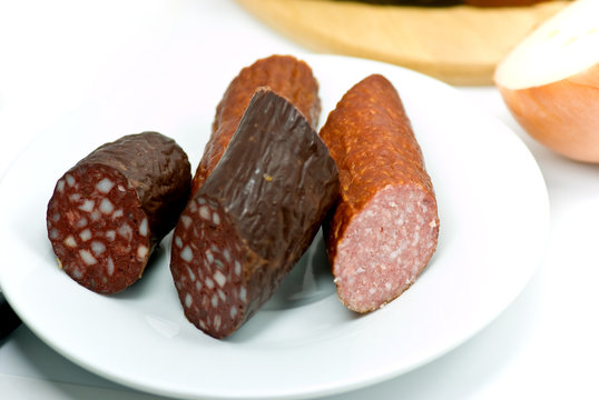 Wurstsorten mit Blutwurst-ger&auml;uchert