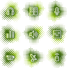 Fototapeta na wymiar Media web icons, green dots series