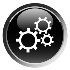 Gears wheel, mechanical gears button, vector