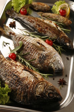 roasted fish on tray