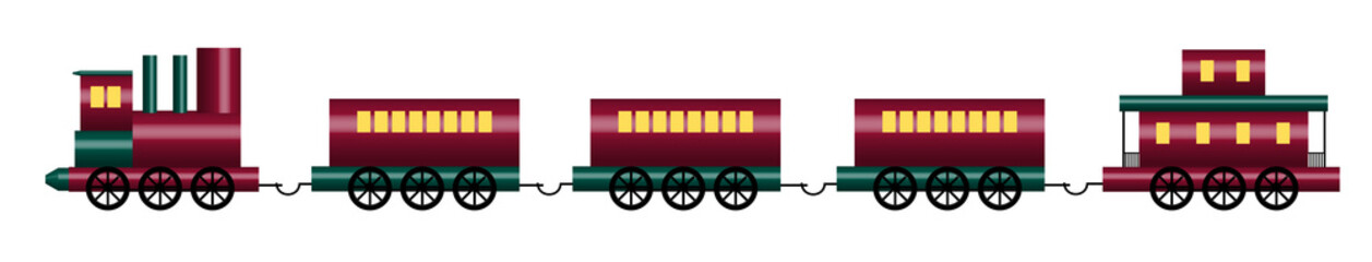 illustration of shiny toy train on white