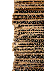 Stacked corrugated cardboard closeup
