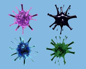 Four color germs on blue background