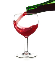 Filling red wine isolated on white