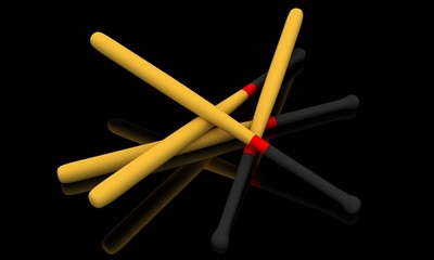 Baseball bats on black bacground