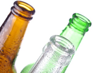 Bottles of beer on white background