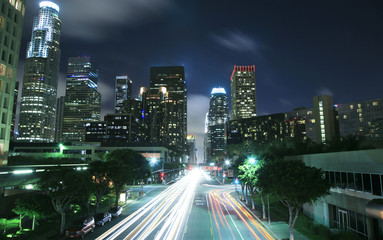 Stadsgezicht van Los Angeles bij nacht
