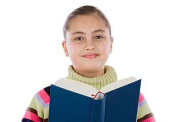 Adorable girl with reading a book