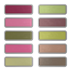 Ten shiny editable webbuttons of glass and steel