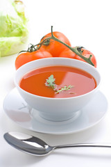 delicious and healthy homemade tomato soup and vegetables