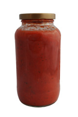 Spaghetti sauce jar isolated on white with clipping path