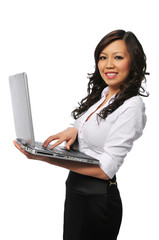 Beautiful asian young businesswoman with laptop