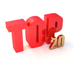 isolated 3d golden text "TOP 20"