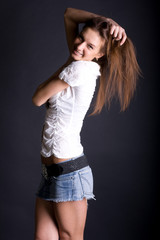 Hot young woman in mini