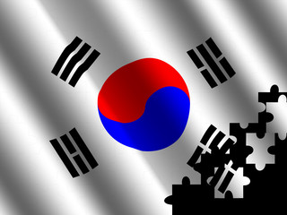 South Korean flag with jigsaw effect