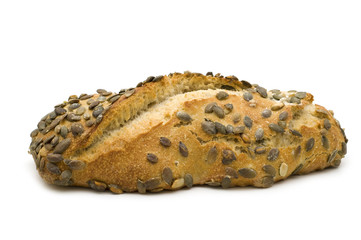 fresh bio bread on white background