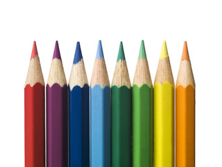 Row of colourd pencils