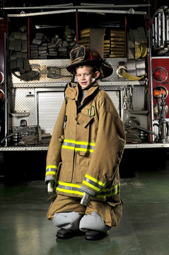 Portrait of a firemans son