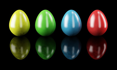 Colorful easter eggs isolated on black