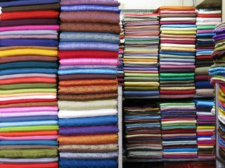 a stack of fabrics
