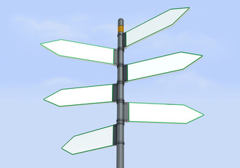 six directional blank sign post