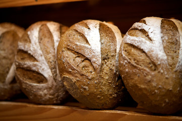 baked bread ready to serve in the bakery