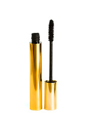 Obraz premium black mascara for eyes isolated over white background