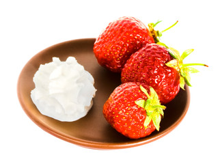 strawberry on plate over white background