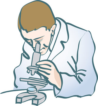 scientifique au microscope