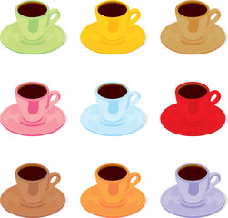 isolated espresso cups and saucers